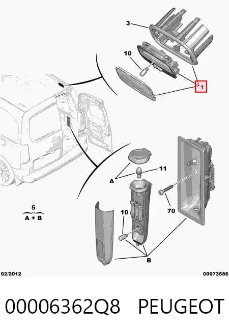 Quebra-luz de iluminação de salão (de cabina) 00006362Q8 Peugeot/Citroen