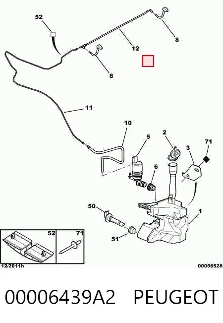Mangueira de fluido para lavador de pára-brisas 00006439A2 Peugeot/Citroen