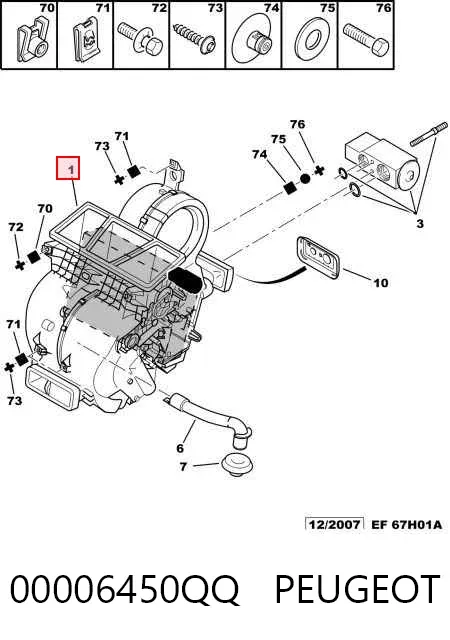 Vaporizador de aparelho de ar condicionado 00006450QQ Peugeot/Citroen