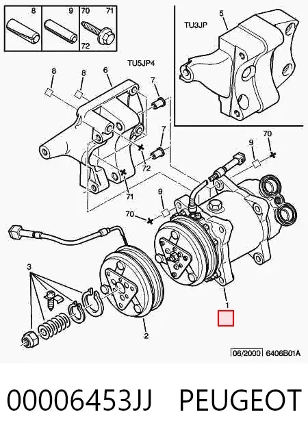 Compressor de aparelho de ar condicionado 00006453JJ Peugeot/Citroen