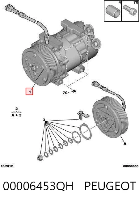 Compressor de aparelho de ar condicionado 00006453QH Peugeot/Citroen