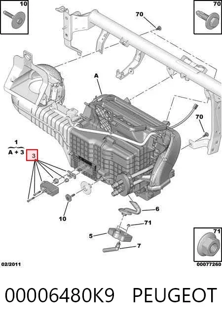 Caixa de forno montado 00006480K9 Peugeot/Citroen
