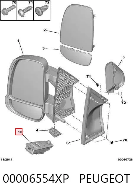 Unidade de botões dianteira esquerda de controlo de elevador de vidro 00006554XP Peugeot/Citroen