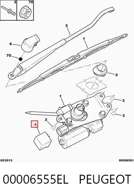 Relê de controlo de limpador pára-brisas 00006555EL Peugeot/Citroen