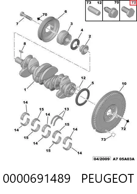 Parafuso de fixação de volante 0000691489 Peugeot/Citroen
