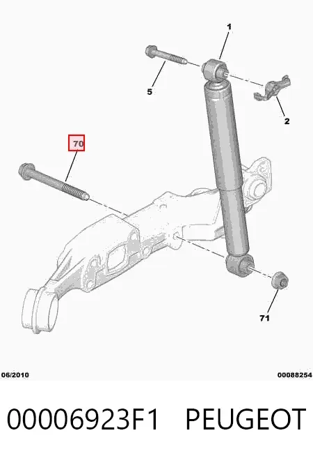 Parafuso de fixação de amortecedor traseiro 00006923F1 Peugeot/Citroen