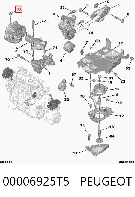 Parafuso de suporte de coxim de motor 95525910 General Motors