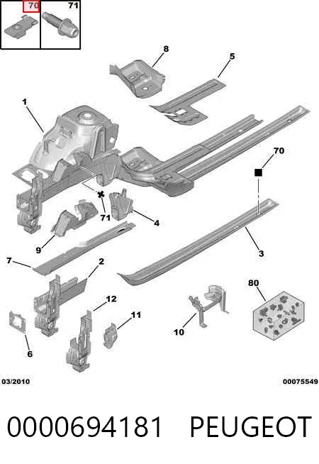 Porca cativa para parafuso auto-roscante 0000694181 Peugeot/Citroen