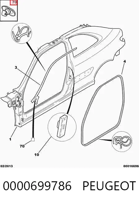 Braçadeira (cápsula) de fixação de moldura da porta 0000699786 Peugeot/Citroen
