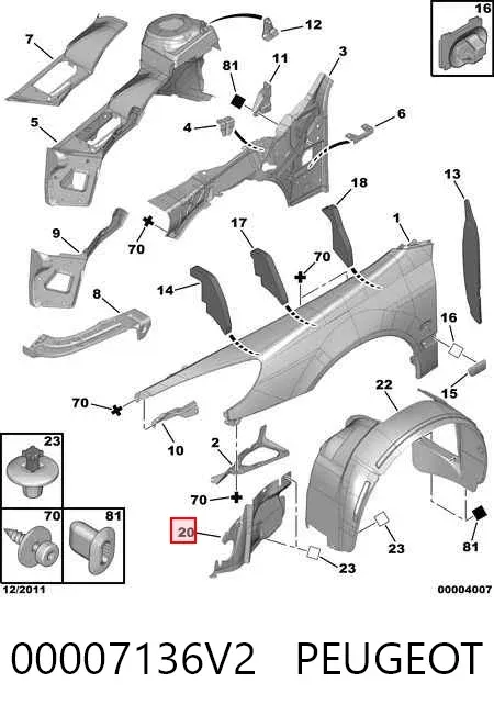 Proteção de motor direito 00007136V2 Peugeot/Citroen