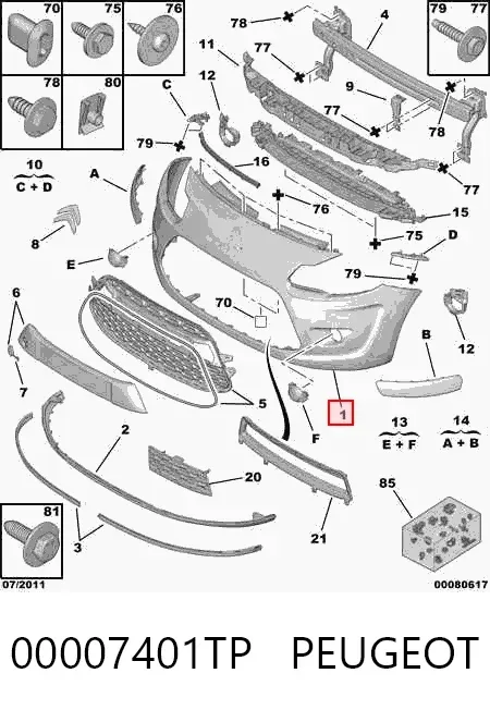 Pára-choque dianteiro 00007401TP Peugeot/Citroen