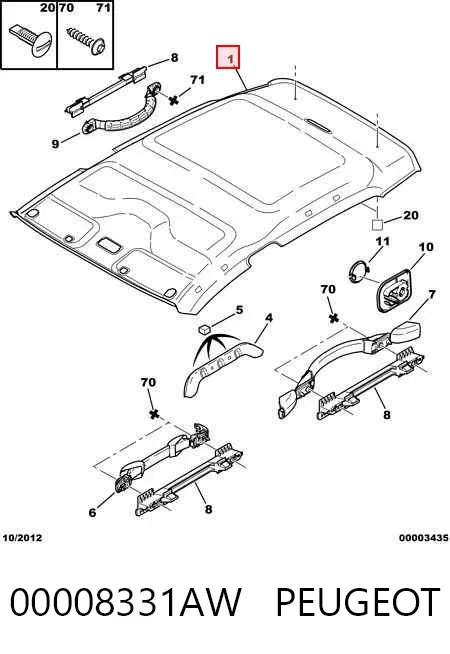 Revestimento do teto 00008331AW Peugeot/Citroen