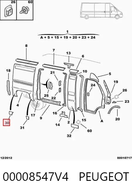 Moldura do pára-lama traseiro direito 00008547V4 Peugeot/Citroen