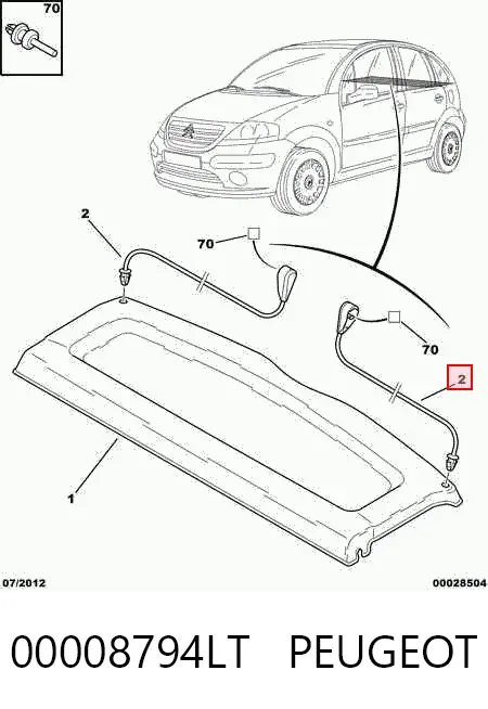 Fixação de estante de porta-malas 00008794LT Peugeot/Citroen
