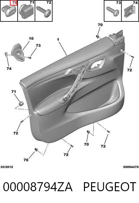 Cápsula (prendedor) de fixação de revestimento de tampa de porta-malas 00008794ZA Peugeot/Citroen