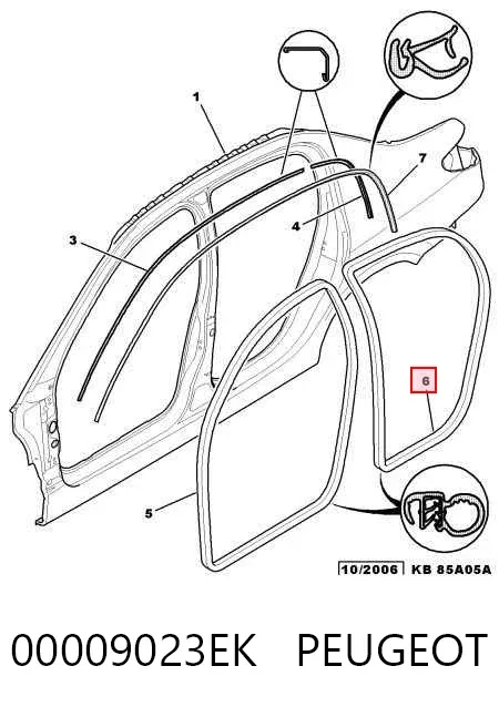 Compactador da porta dianteira (na carroçaria) 00009023EK Peugeot/Citroen
