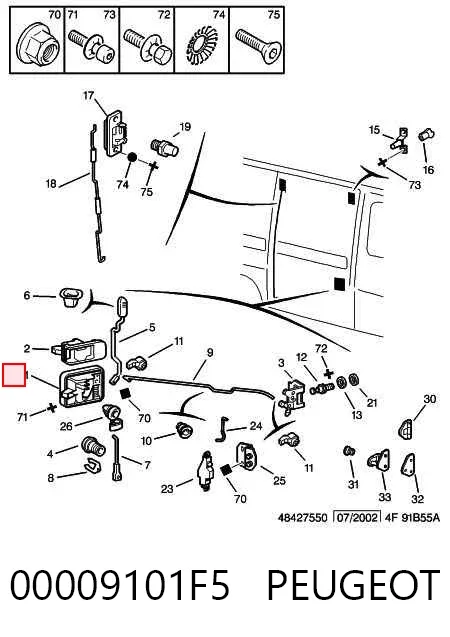 Maçaneta externa esquerda da porta lateral (deslizante) 00009101F5 Peugeot/Citroen