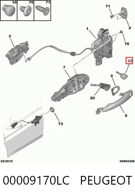 Chave lingote 00009170LC Peugeot/Citroen