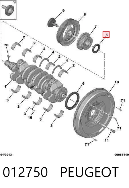 Vedação dianteira de cambota de motor 012750 Peugeot/Citroen