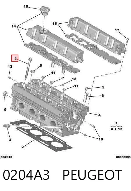 Parafuso de cabeça de motor (CBC) 0204A3 Peugeot/Citroen