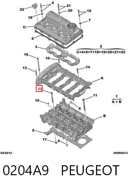 Parafuso de cabeça de motor (CBC) 0204A9 Peugeot/Citroen