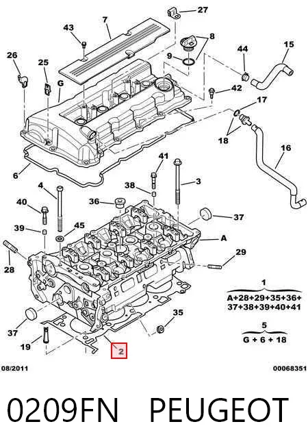 Vedante de cabeça de motor (CBC) 0209FN Peugeot/Citroen