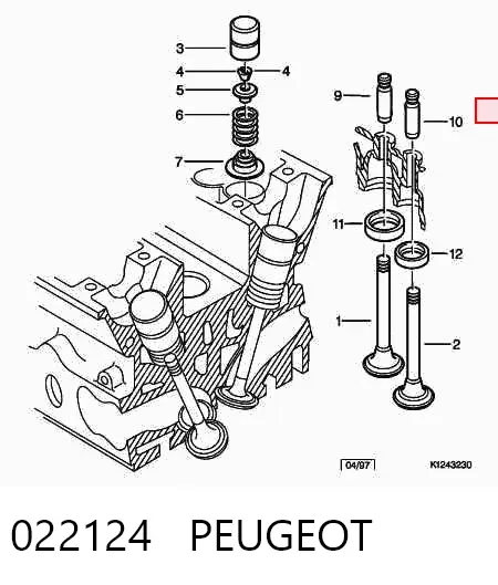 Guia de válvula de admissão 022124 Peugeot/Citroen