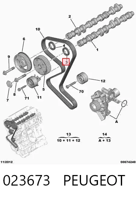 Vedação da árvore distribuidora de motor 023673 Peugeot/Citroen