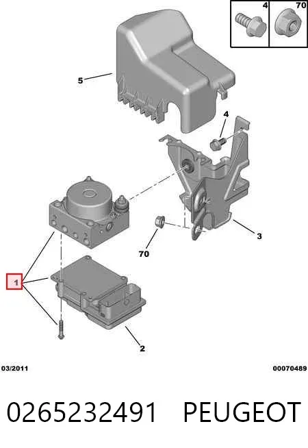 Unidade hidráulico de controlo ABS 0265232831 Bosch