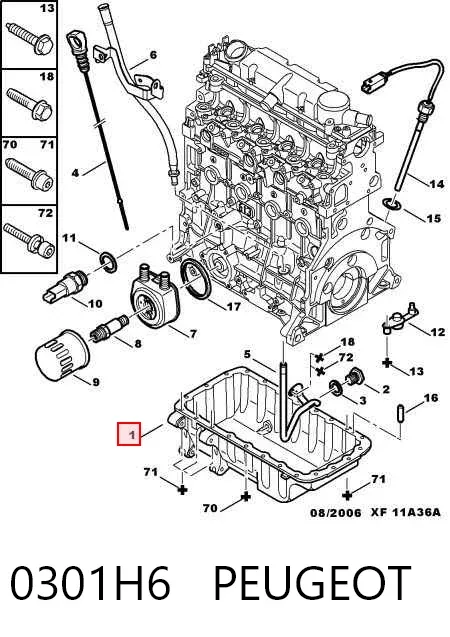 Panela de óleo de cárter do motor 0301H6 Peugeot/Citroen