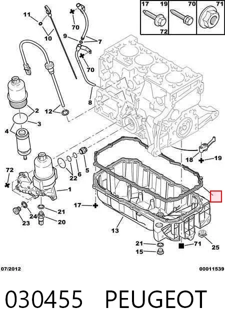 Vedante de panela de cárter do motor 030455 Peugeot/Citroen