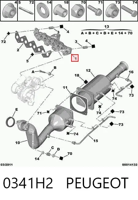 Tubo coletor de escape Citroen C8 EA, EB