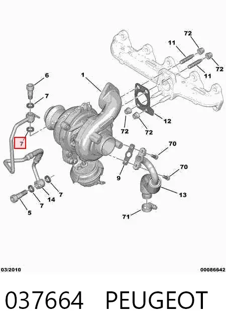 Vedante de rolha de panela de motor 037664 Peugeot/Citroen