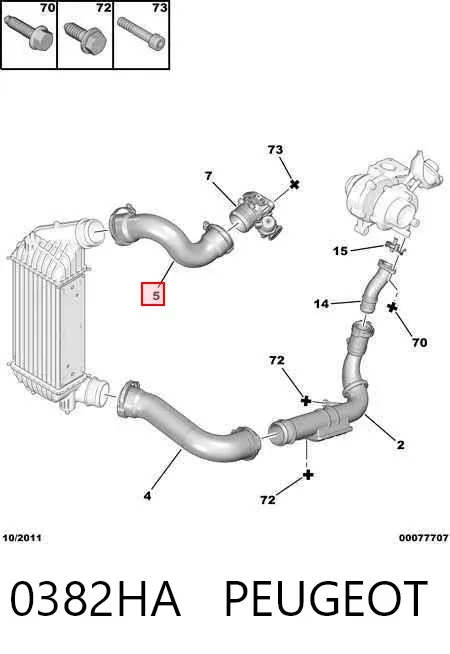 Mangueira (cano derivado) de intercooler 0382HA Peugeot/Citroen