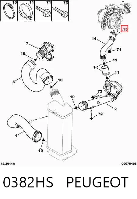 Vedante de turbina dos gases de escape, escape 0382HS Peugeot/Citroen
