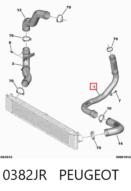 Mangueira (cano derivado) de intercooler 0382JR Peugeot/Citroen
