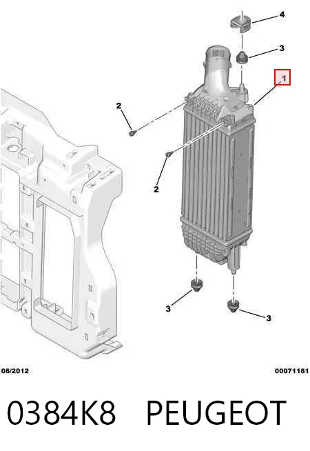 Radiador de intercooler 0384K8 Peugeot/Citroen