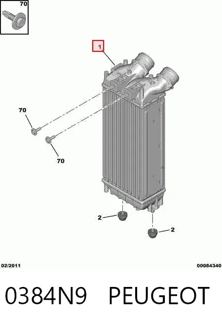 Radiador de intercooler 0384N9 Peugeot/Citroen