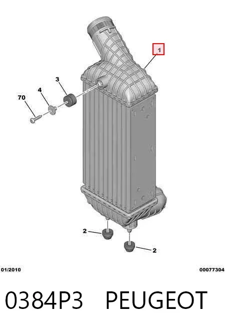 Radiador de intercooler 0384P3 Peugeot/Citroen