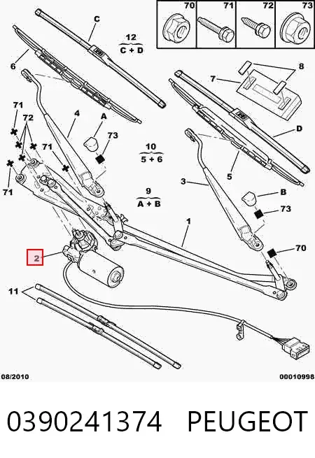 Motor de limpador pára-brisas do pára-brisas Citroen Xsara N1