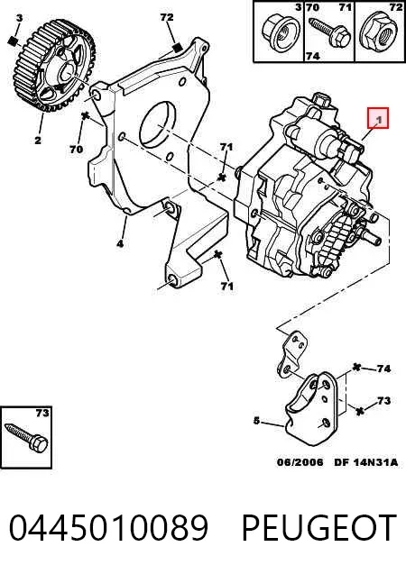 Bomba de combustível de pressão alta 0445010089 Peugeot/Citroen
