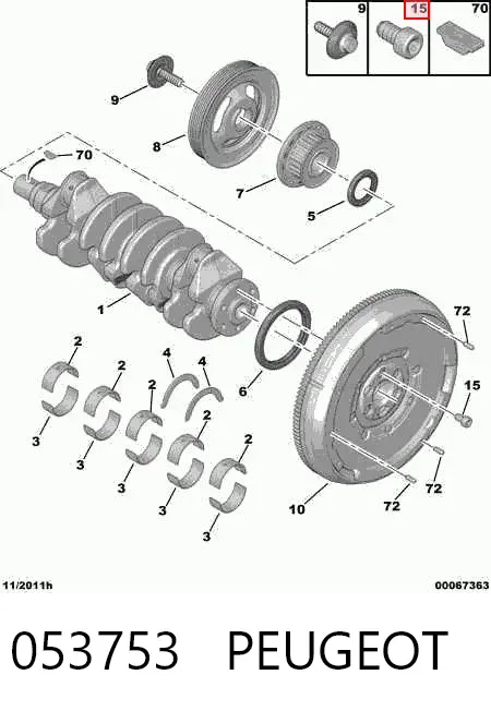 Parafuso de fixação de volante 053753 Peugeot/Citroen