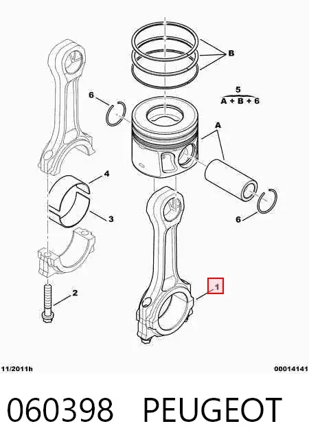 Biela de pistão de motor 060398 Peugeot/Citroen