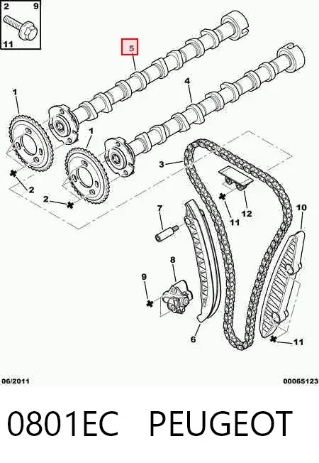 Árvore distribuidora de motor de escape 0801EC Peugeot/Citroen