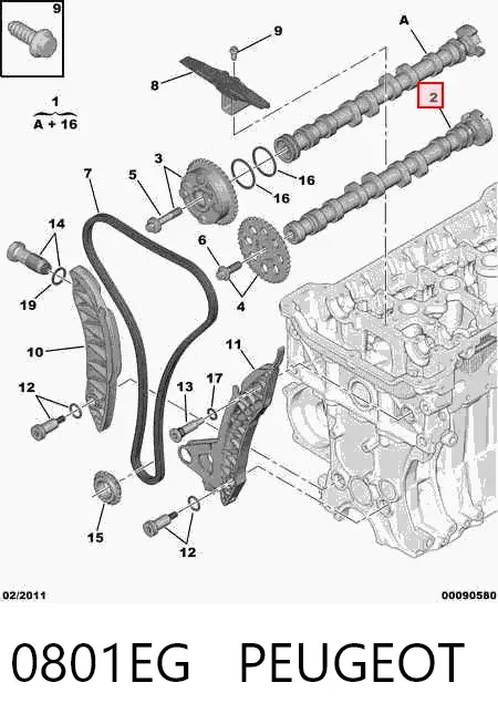 Árvore distribuidora de motor de escape 0801EG Peugeot/Citroen