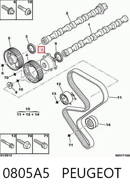 Regulador das fases de distribuição de gás 0805A5 Peugeot/Citroen