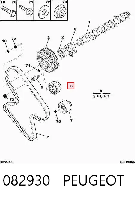 Rolo de reguladora de tensão da correia do mecanismo de distribuição de gás 082930 Peugeot/Citroen