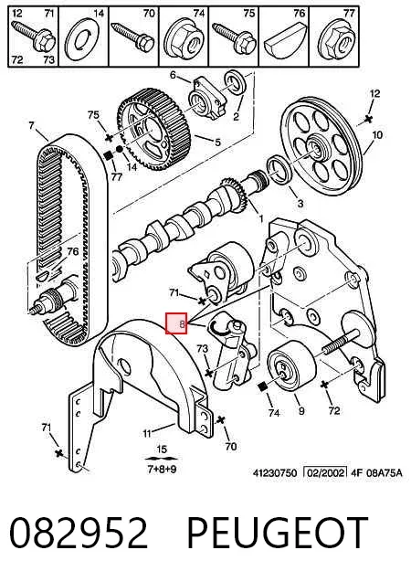 Reguladora de tensão da correia do mecanismo de distribuição de gás 082952 Peugeot/Citroen