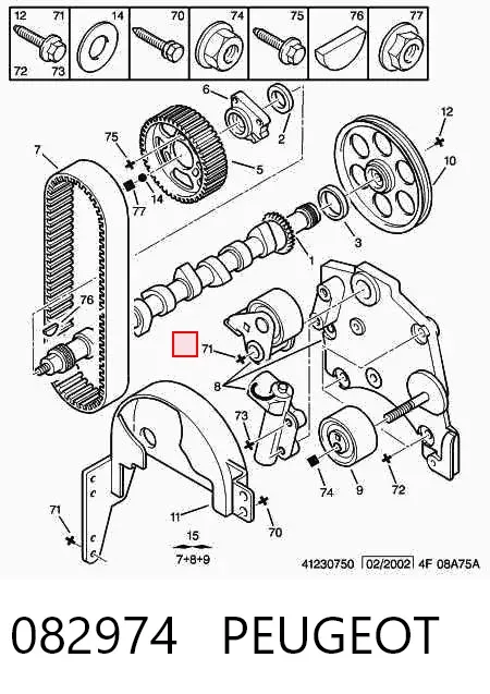 Reguladora de tensão da correia do mecanismo de distribuição de gás 082974 Peugeot/Citroen