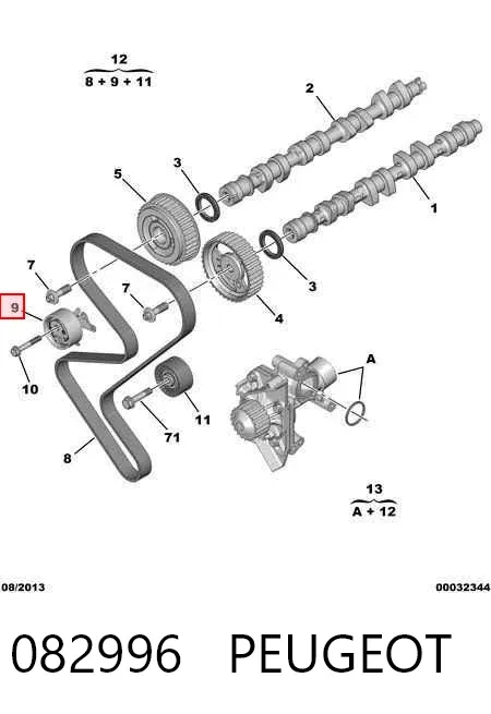 Rolo de reguladora de tensão da correia do mecanismo de distribuição de gás 082996 Peugeot/Citroen
